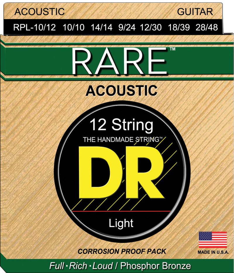 DR Strings Rare Phosphor Bronze 12 Acoustic Strings - .010-.048-String