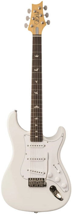 PRS Silver Sky electric guitar in white color with a rosewood fingerboard, shown from the front with the brand logo visible.