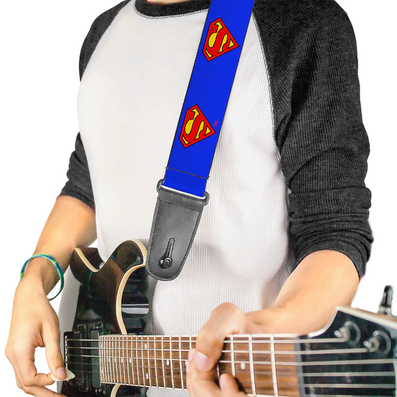 Buckle Down Guitar Strap - Superman Shield Blue