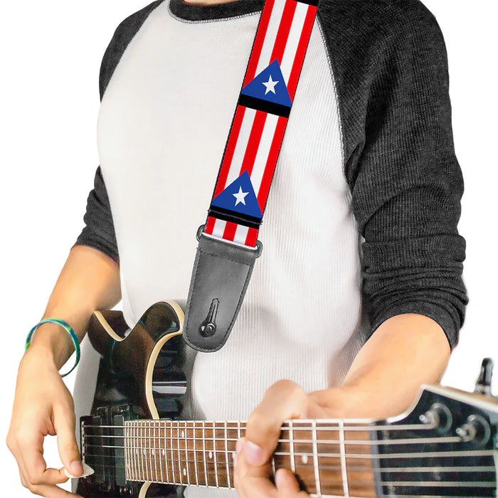 Buckle Down Guitar Strap - Puerto Rico Flag Repeat