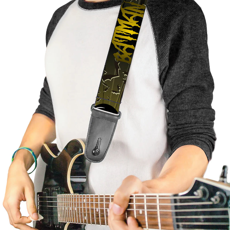 Buckle Down Guitar Strap - BATMAN BAT SIGNALS YELLOW BLACK WHITE