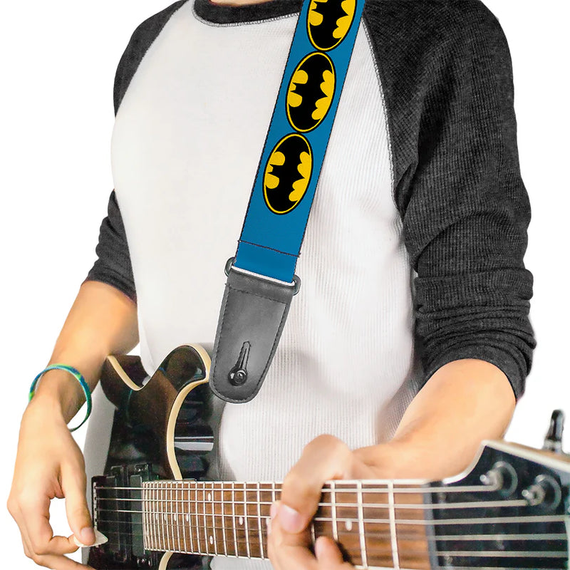 Buckle Down Guitar Strap - Bat Signal-3 Blue/Black/Yellow