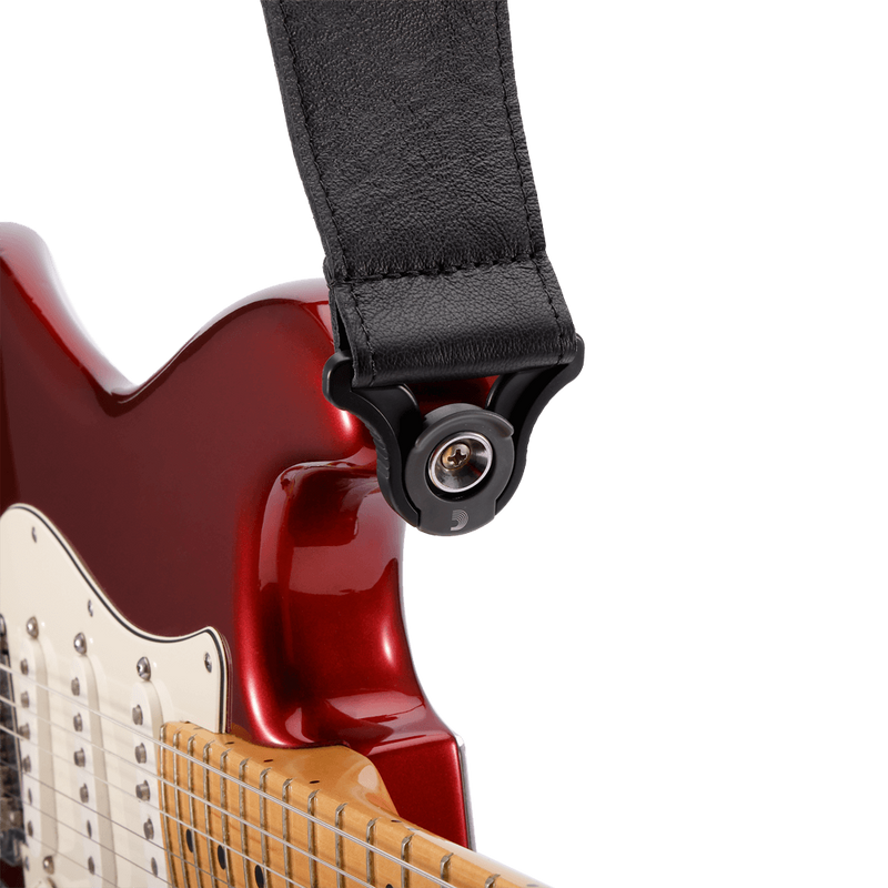DAddario Comfort Leather Auto Lock 2.5" Guitar Strap - Black