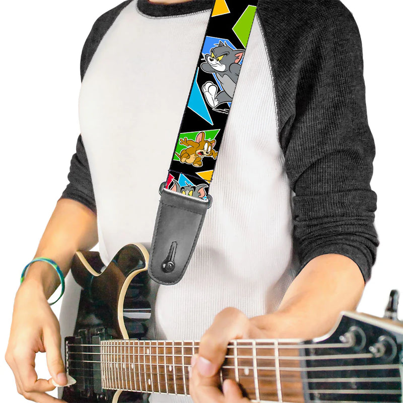 Buckle Down Guitar Strap - TOM & JERRY Poses Black/Multi Color