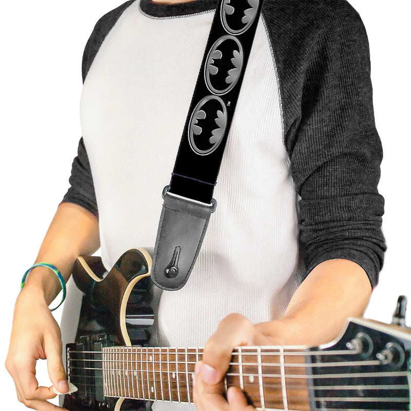 Buckle Down Guitar Strap - Batman Shield Black/Silver