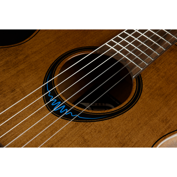 LAG Guitars BlueWave Travel Nylon Vintage Brown Satin Smart Guitar