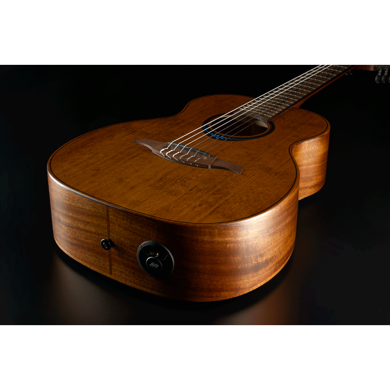 LAG Guitars BlueWave Travel Nylon Vintage Brown Satin Smart Guitar