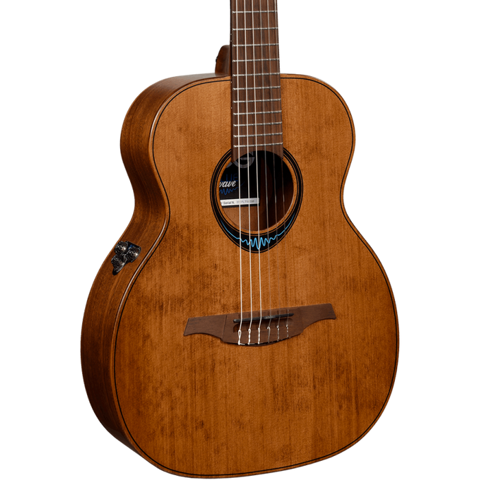 LAG Guitars BlueWave Travel Nylon Vintage Brown Satin Smart Guitar