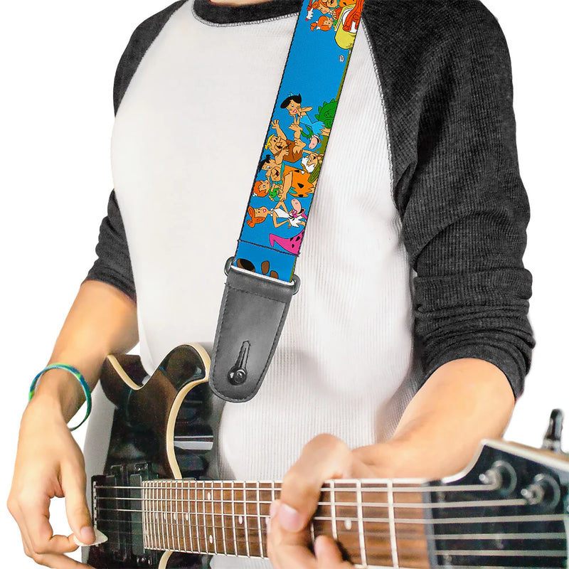 Buckle Down Guitar Strap - The Flintstones and Rubbles Group Blue